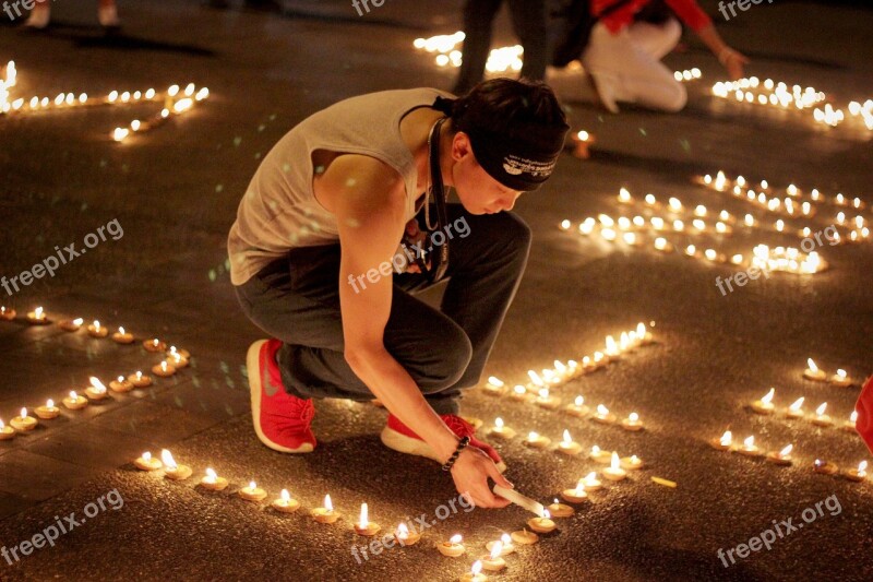 University Student Candle Candlelight Square Prayer