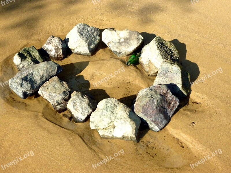 Sand Stones Stone Circle Beach Summer