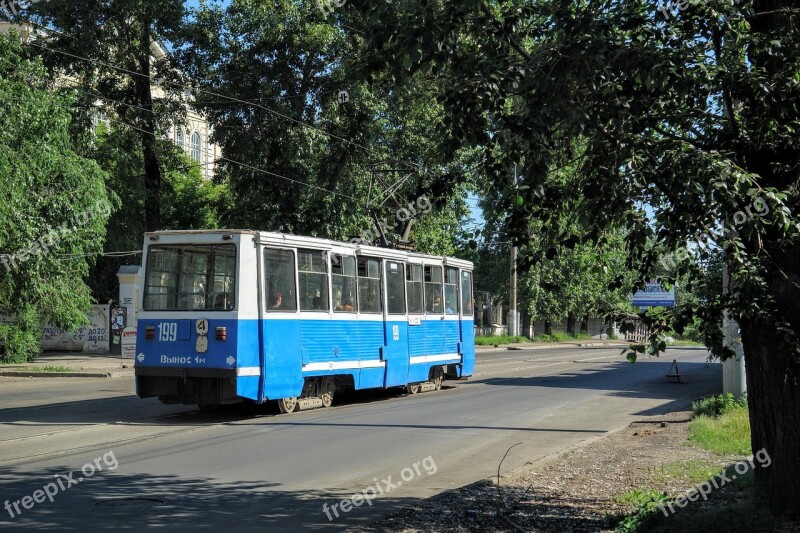 Tram Rail Traffic Gleise Russia Novosibirsk