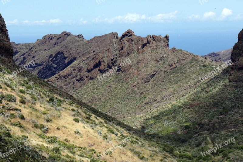 Landscape Mountains Ocean Tenerife Spain