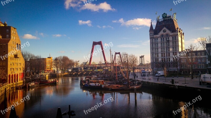 Rotterdam Netherlands Bridge River Water