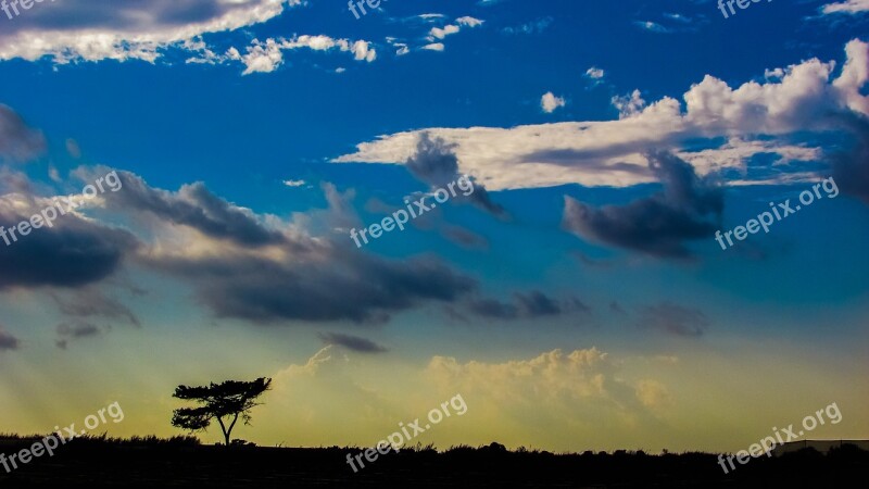 Afternoon Sky Clouds Landscape Countryside