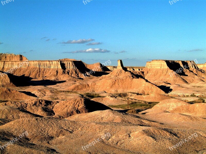 Badlands Nature South Dakota Landscape Terrain