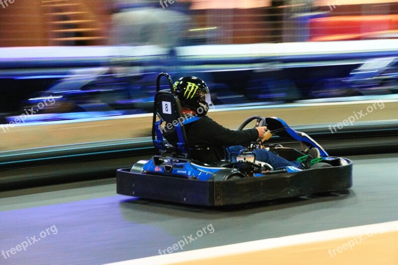 Racing Indoor Go-kart Motion Blur Free Photos