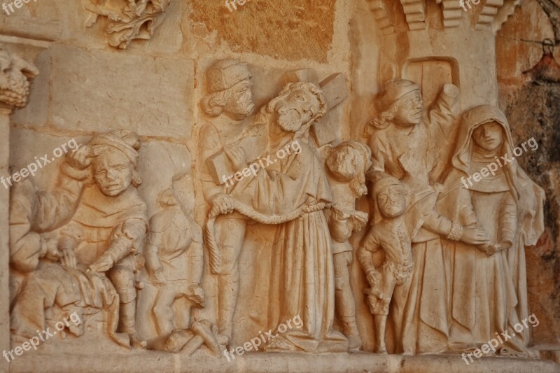 France Dordogne Cadouin Low Relief Sculpture