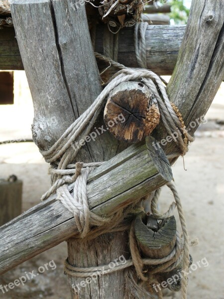 Tied Wood Ropes Natural Rustic