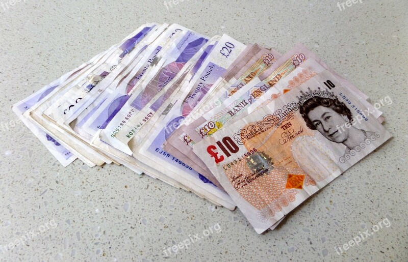 Pounds Sterling Notes Cash Money