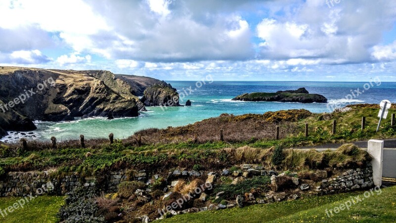 Mullion Island Cornwall Sea Sky Coast