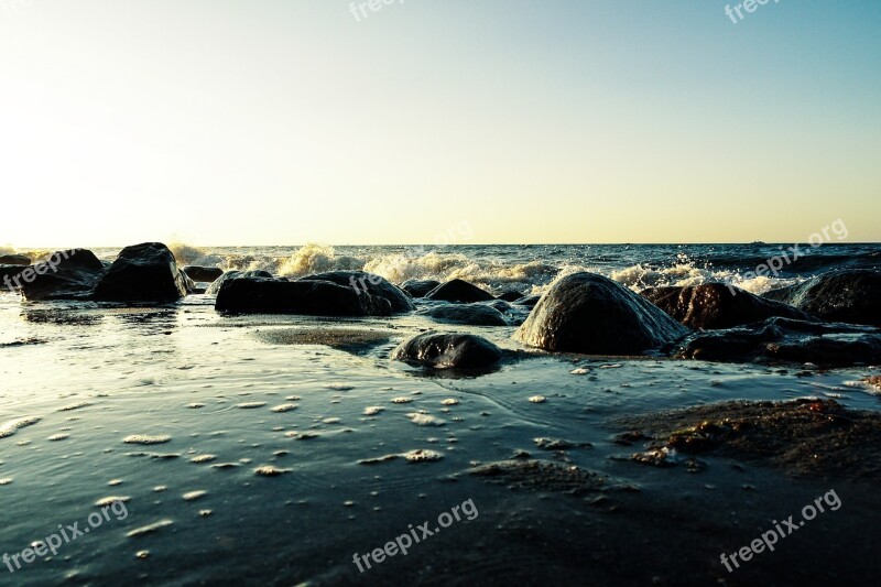 Sea Stones Rock Surf Baltic Sea