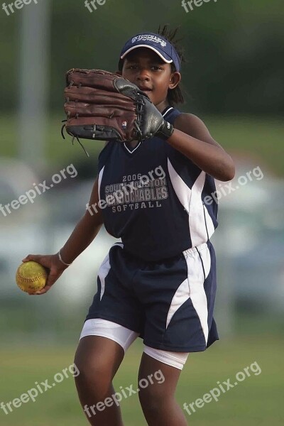 Softball Player Game Competition Throwing