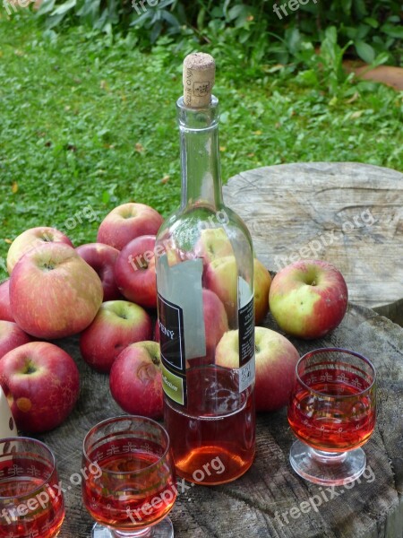 Wine A Bottle Apples Free Photos