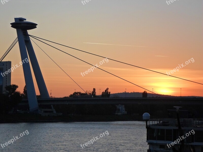 Slovakia Bratislava Ufo Sunset Free Photos