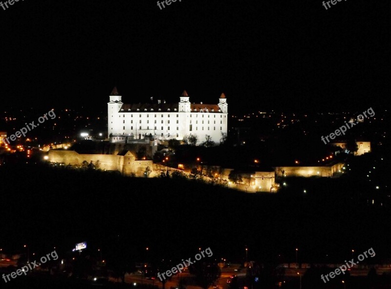 Slovakia Bratislava Castle Night Free Photos