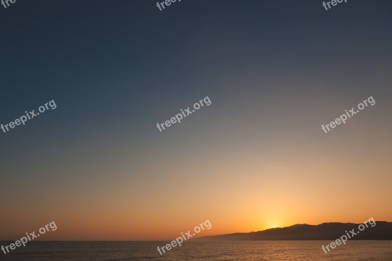 Santa Monica Sunset Summer Sea Sky