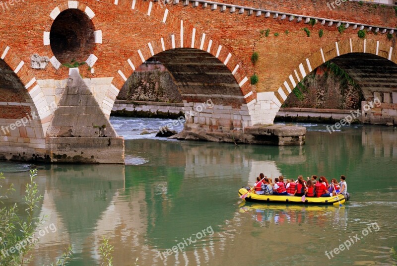 Inflatable Row Stone Bridge Verona Adige