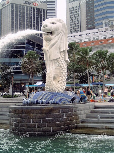 Singapore Lion Fountain Water Asia