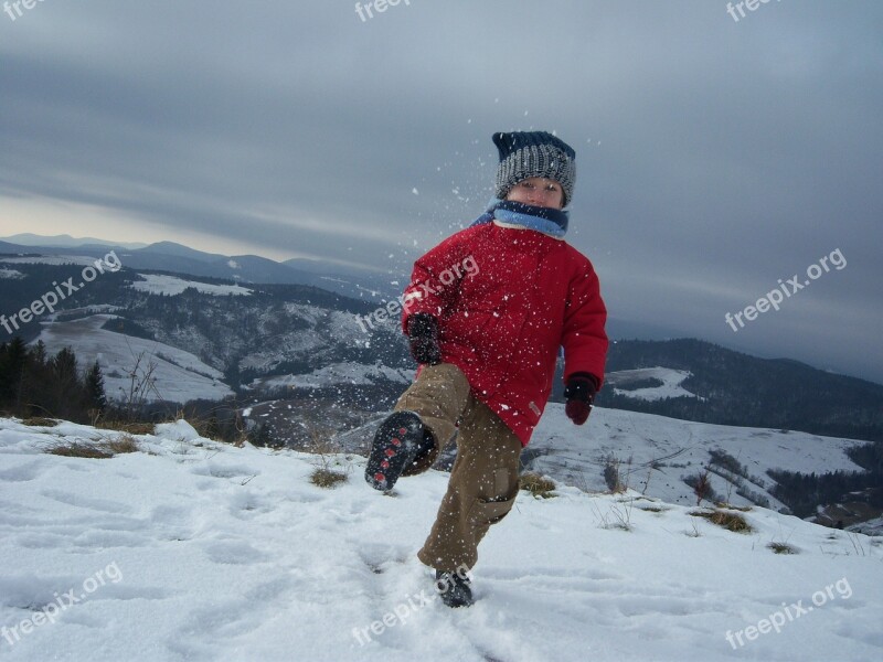 Winter Kid Transcarpathia Mountains Free Photos