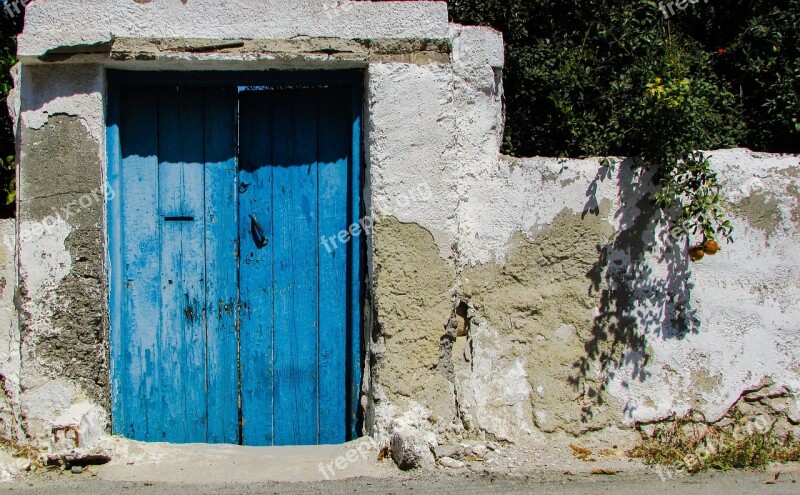 Garden Door Wooden Blue Entrance House