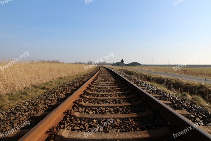 Rails Railway Sky Wide Empty