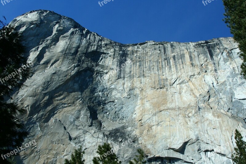 Yosemite Valley Wall Mountain Blue Sky