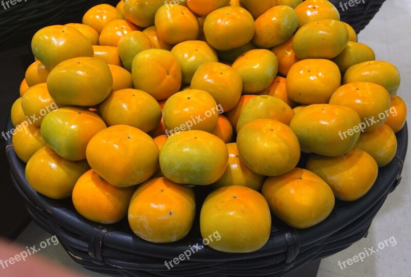 Persimmon Autumn Sweet Taste Pile Fruit