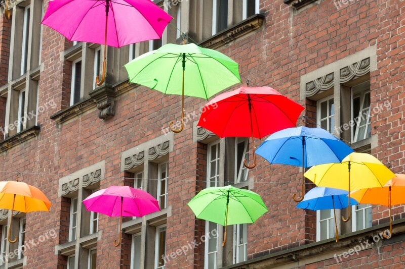 Umbrellas House Wall Many Colorful