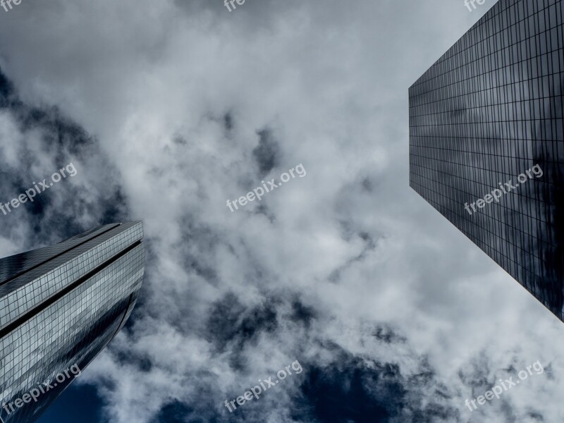 Torres Madrid Sky Clouds Buildings