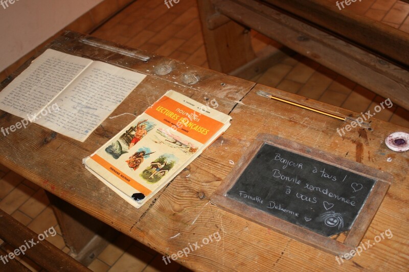 School Desk Old School Slate Notebook Inkwell