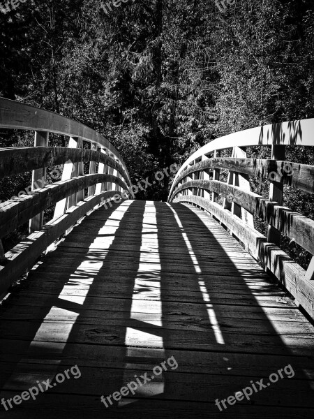 Bridge Crossing Wooden Construction Perspective