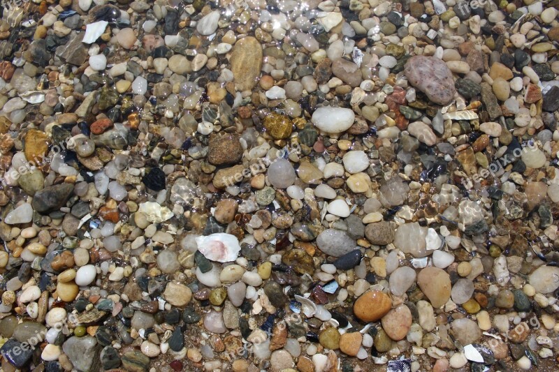 Pebbles Rocks Water Ocean Nature