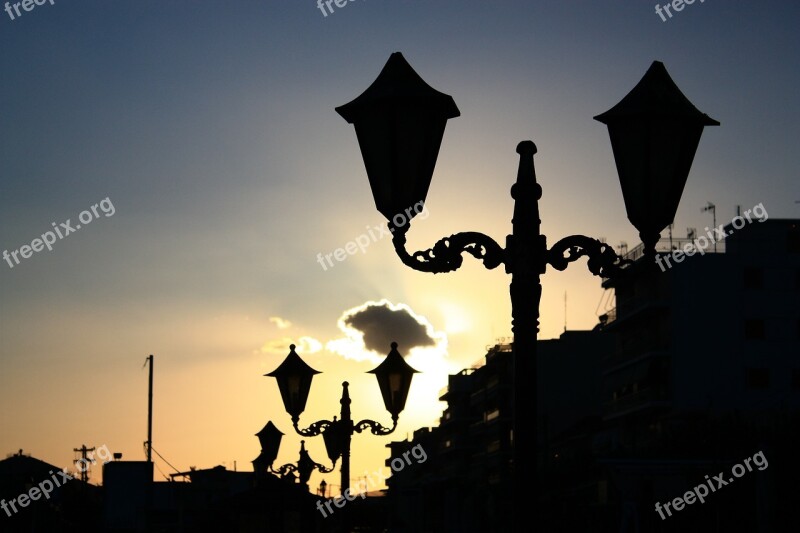 Sunset Traffic Lights Night Free Photos