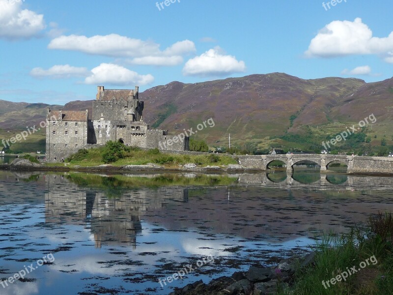 Scotland Castle Water Highlands And Islands Mirroring