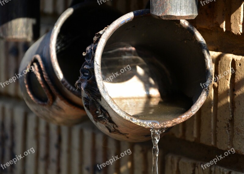 Water Containers Running Water Garden Decorations Free Photos