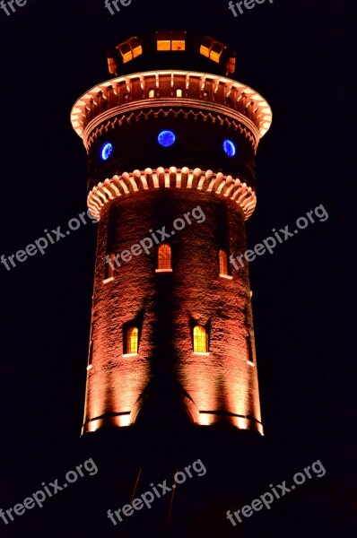 Lighting Water Tower Tower Water Storage Borkum