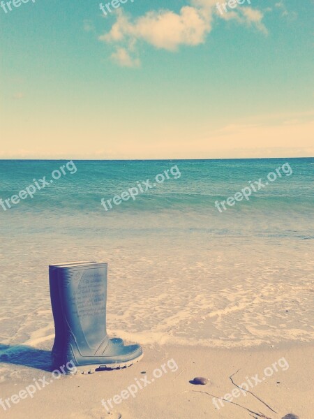 Sea Rubber Boots Weather Beach Sand