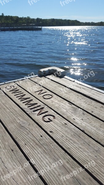 Lake Dock Autumn Summer No Swimming