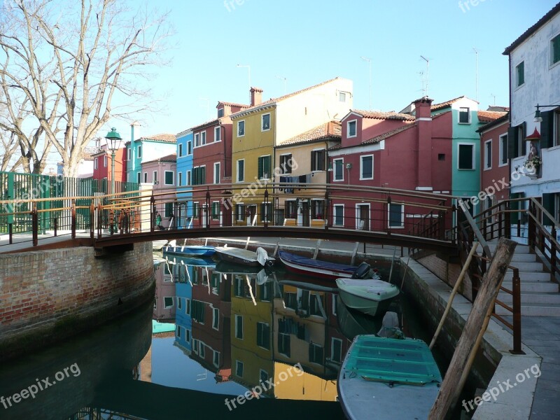 Venice Channel Burano Island Italy Colorful Houses