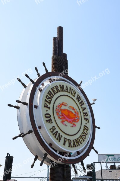 Fishermans Wharf Usa America San Francisco Shield