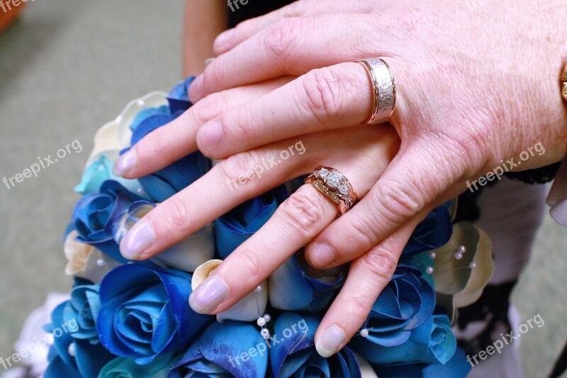 Wedding Bouquet Hands Rings Flower