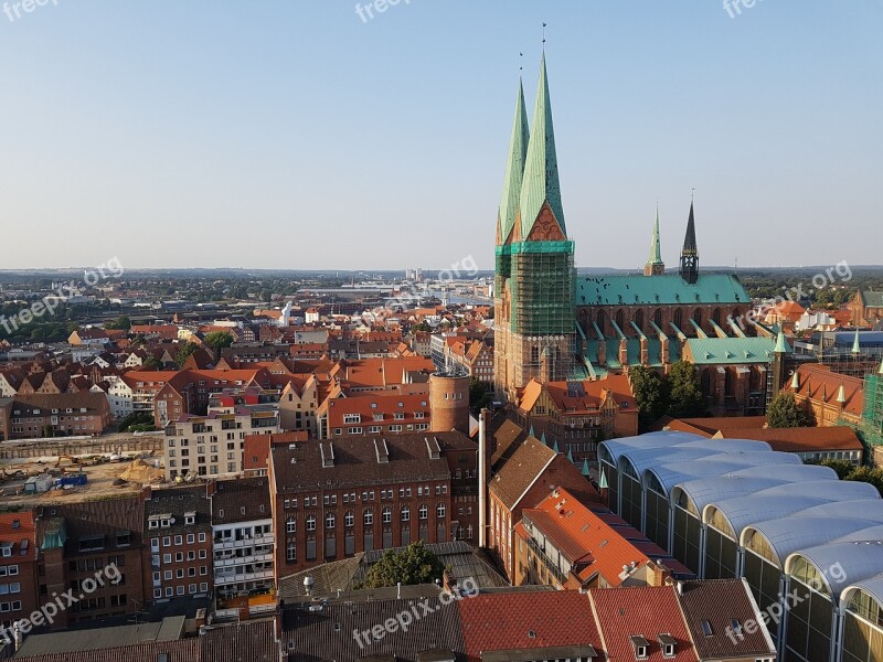 Lübeck City View Steeple St Mary's Church View