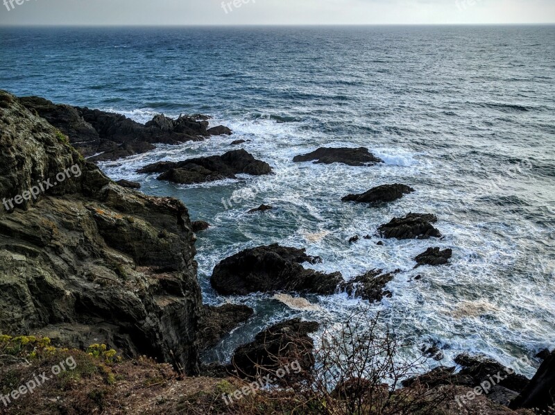 Sea Coast Cornwall Rocks Cliff