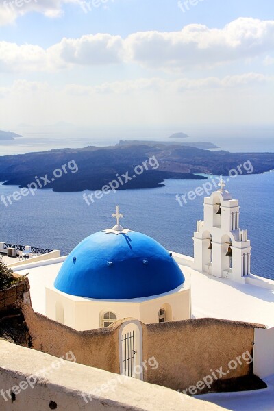 Greece Santorini Church Sea Sky