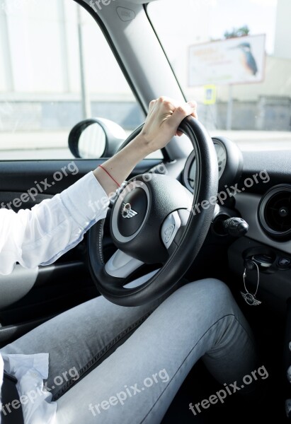 Car Girl Beauty Road Steering Wheel