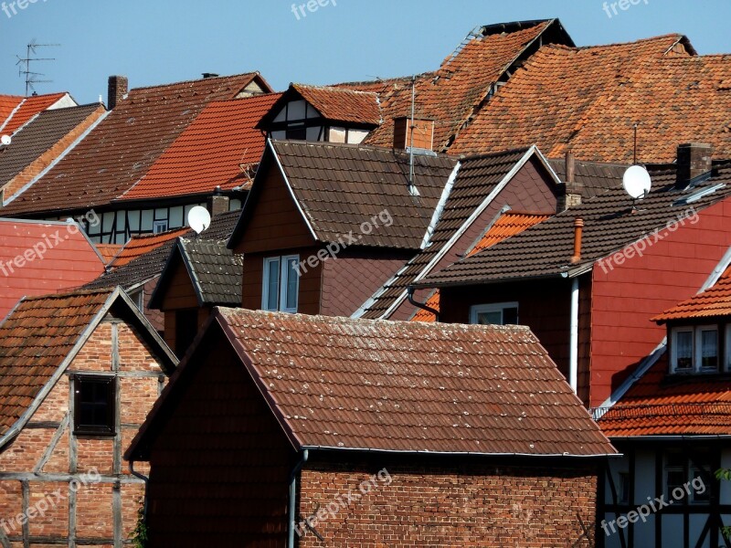 Bad Sooden-allendorf Roofs Houses Truss Red