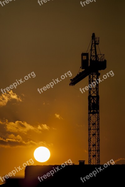 Crane Construction Load Work Sun