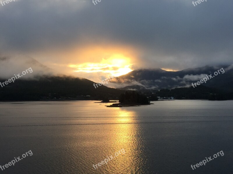 Sunrise Alaskan Cruise Alaska Ocean Scenic