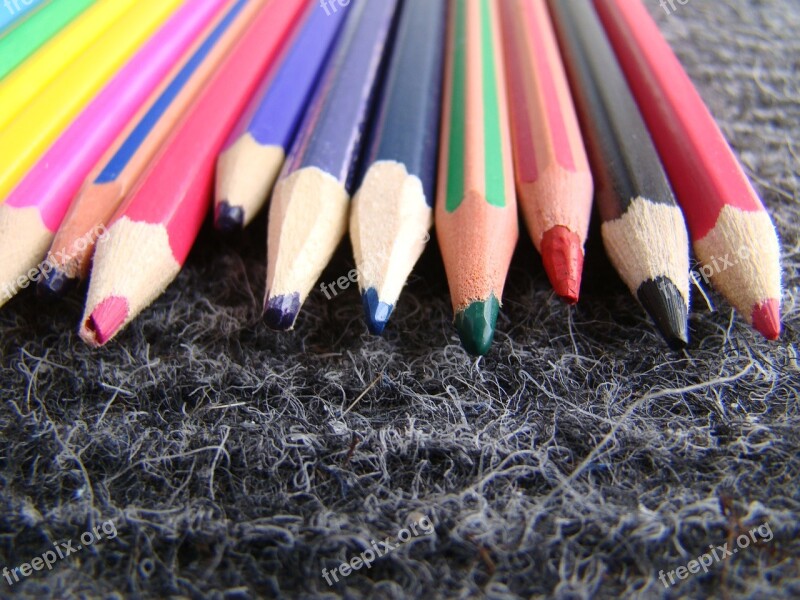 Pencils Coulored Blue Yellow Red