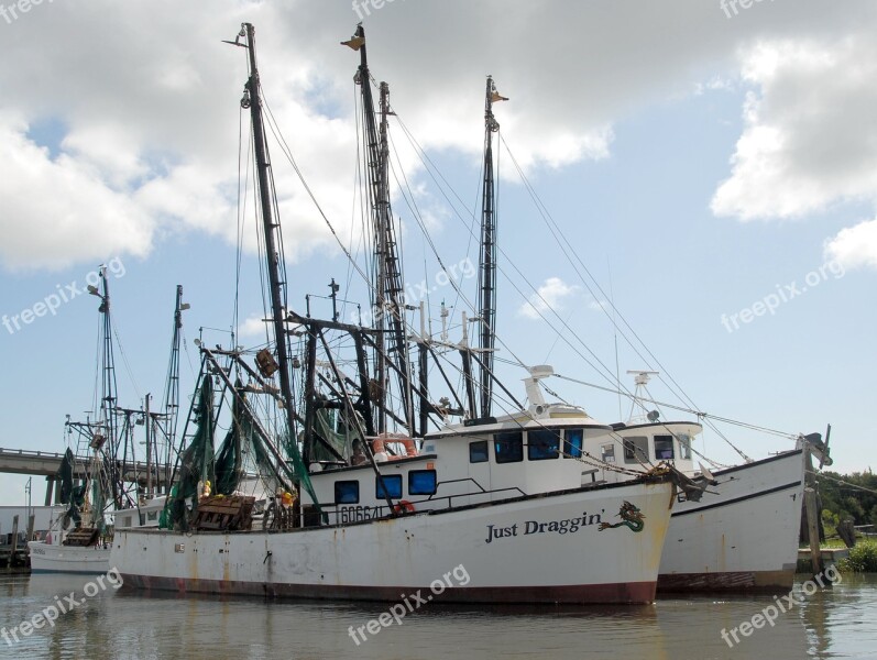 Commercial Fishing Boat Nets Fish Moored