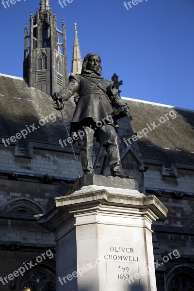 Bronze Statue Oliver Cromwell Lord Protector English Civil War London