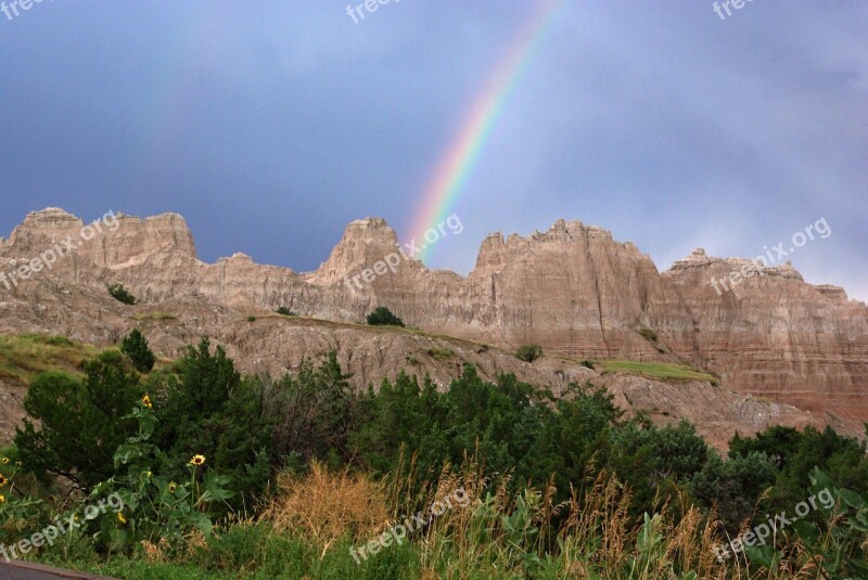 Rainbow Scenic Weather Badlands National Park South Dakota